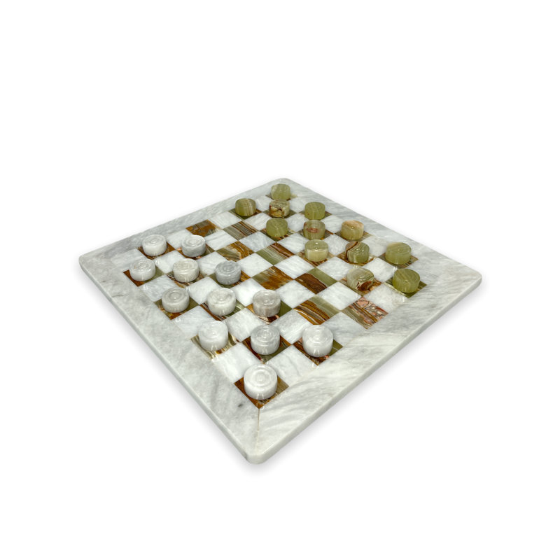 13 x 13 White Marble Chess Board Checkers Board with Black Border store Checker 15 lbs